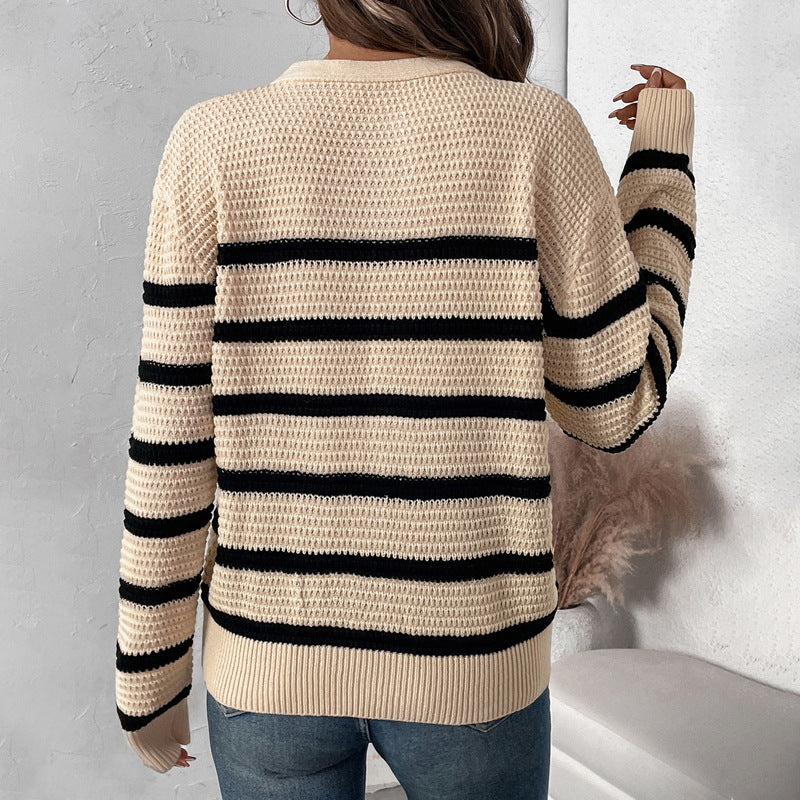 Women Long Sleeve Button-Down Round Neck