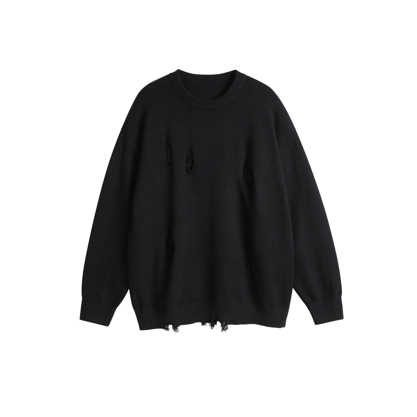 Plain Color Crew Neck Loose Fit Unisex Knit Sweater