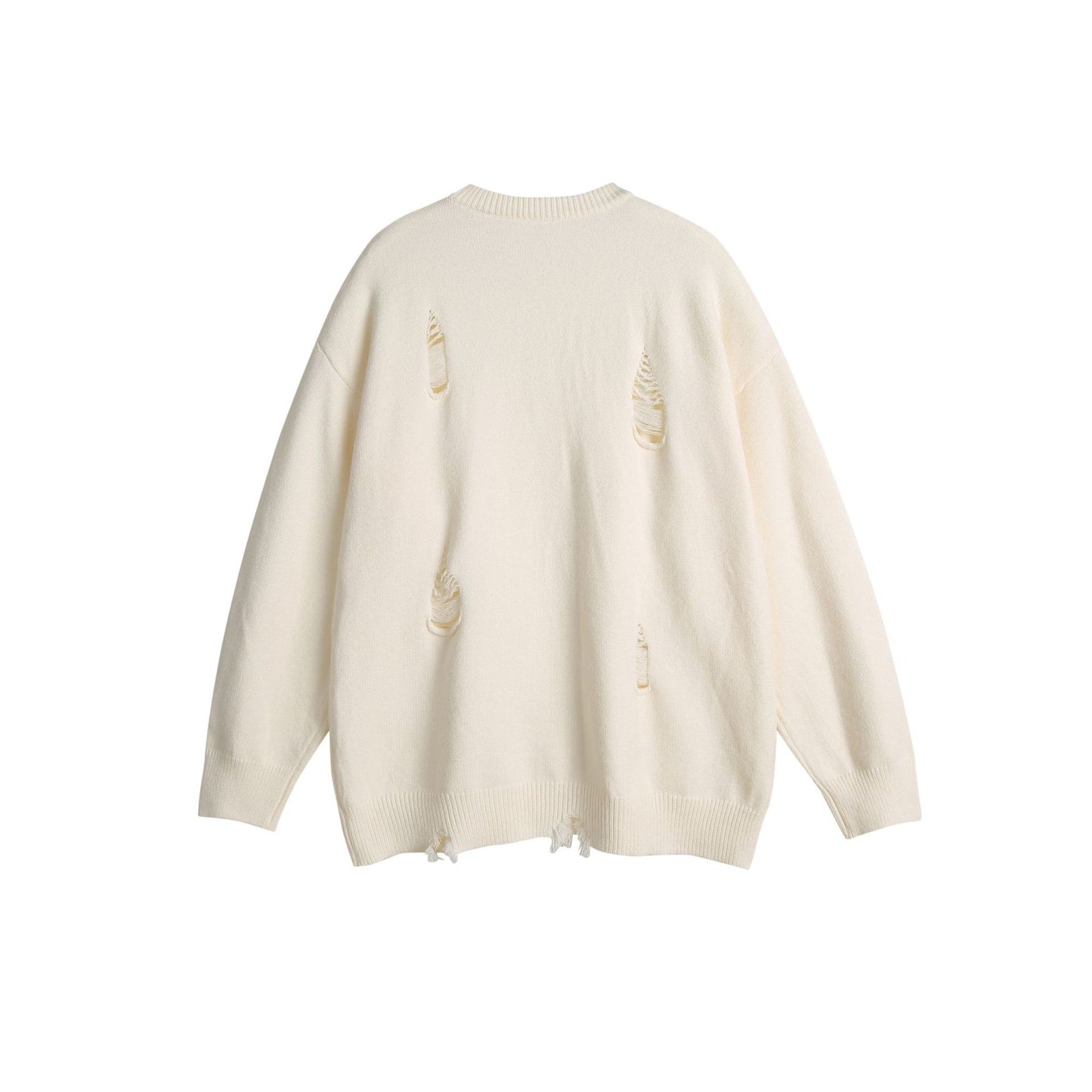 Plain Color Crew Neck Loose Fit Unisex Knit Sweater